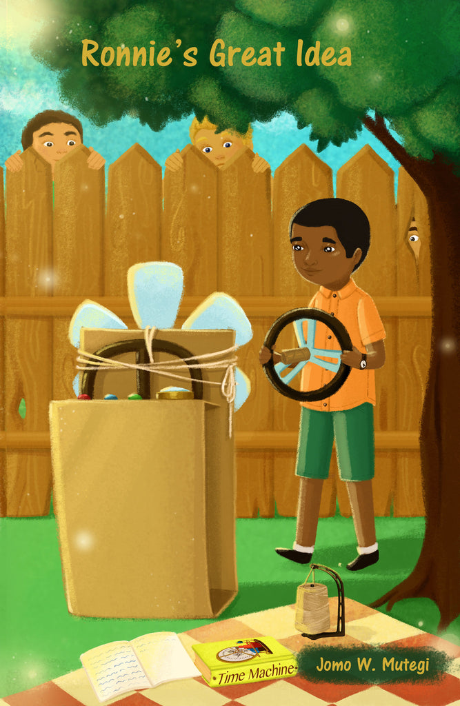 Cover image of Ronnie's Great Idea, a children's book that tells the story of Ronald L. Mallett. Dr. Mallett is a famous African American scientist and world leader in time travel research.