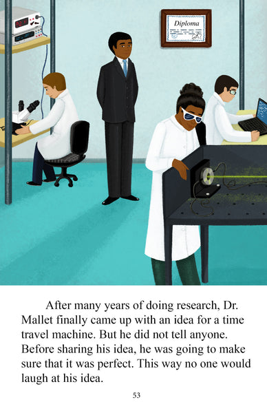 This interior image from Ronnie's Great Idea shows Ronald in the early phase of his first science career. He managing a research lab in which his team studied lasers.